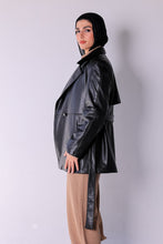 Load image into Gallery viewer, Faux Leather Coat in black
