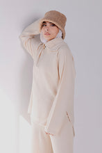 Load image into Gallery viewer, Half Zipper Sweater Top and Wide Leg Pants Set in Beige
