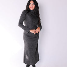Load image into Gallery viewer, turtleneck Rouched wool dress
