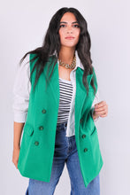 Load image into Gallery viewer, Wool Sleeveless Pocket long Vest in Green
