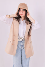 Load image into Gallery viewer, Wool Sleeveless Pocket long Vest in Beige
