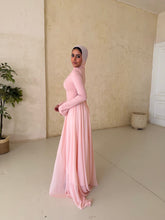 Load image into Gallery viewer, Amwaj gown with shoulder drapes in Pink with chest cover
