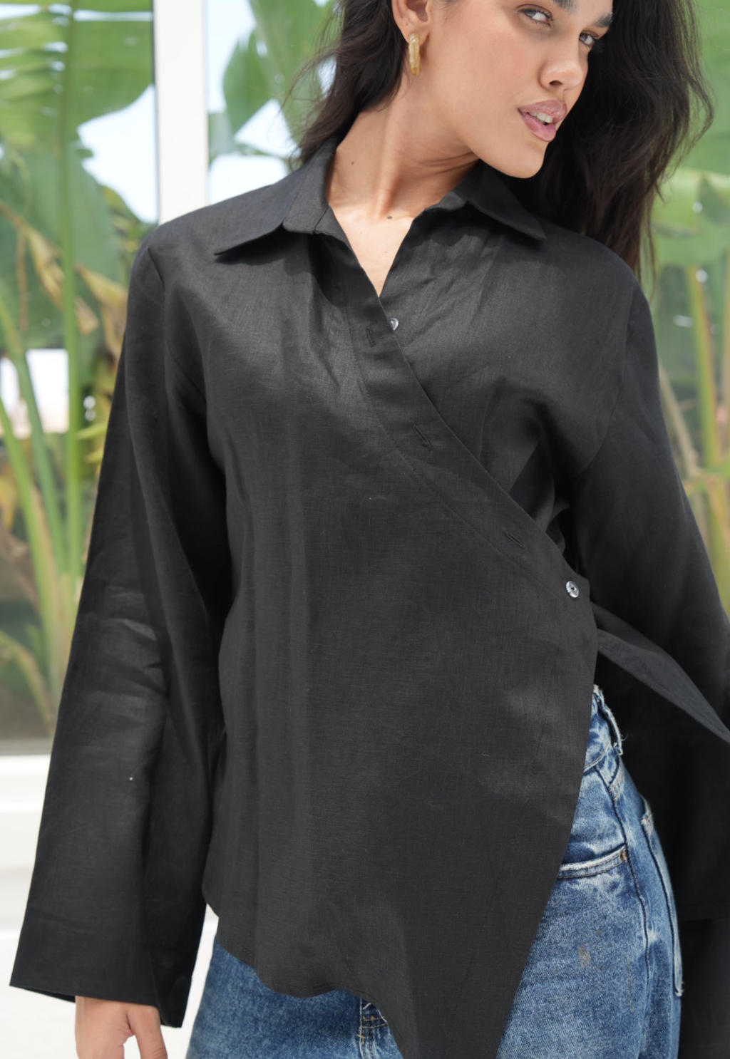 Pure linen High-Low shirt