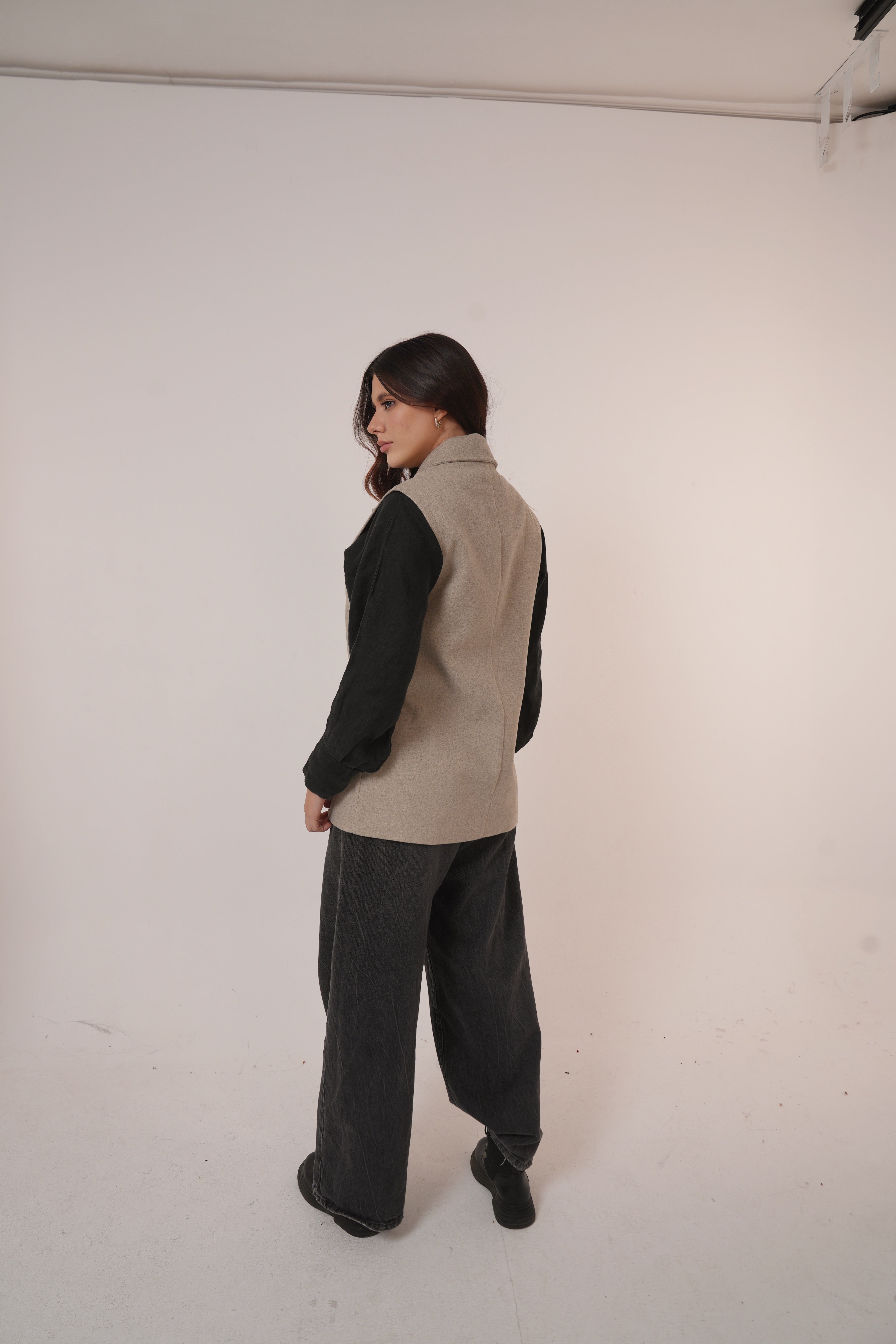 Wool Sleeveless Pocket long Vest