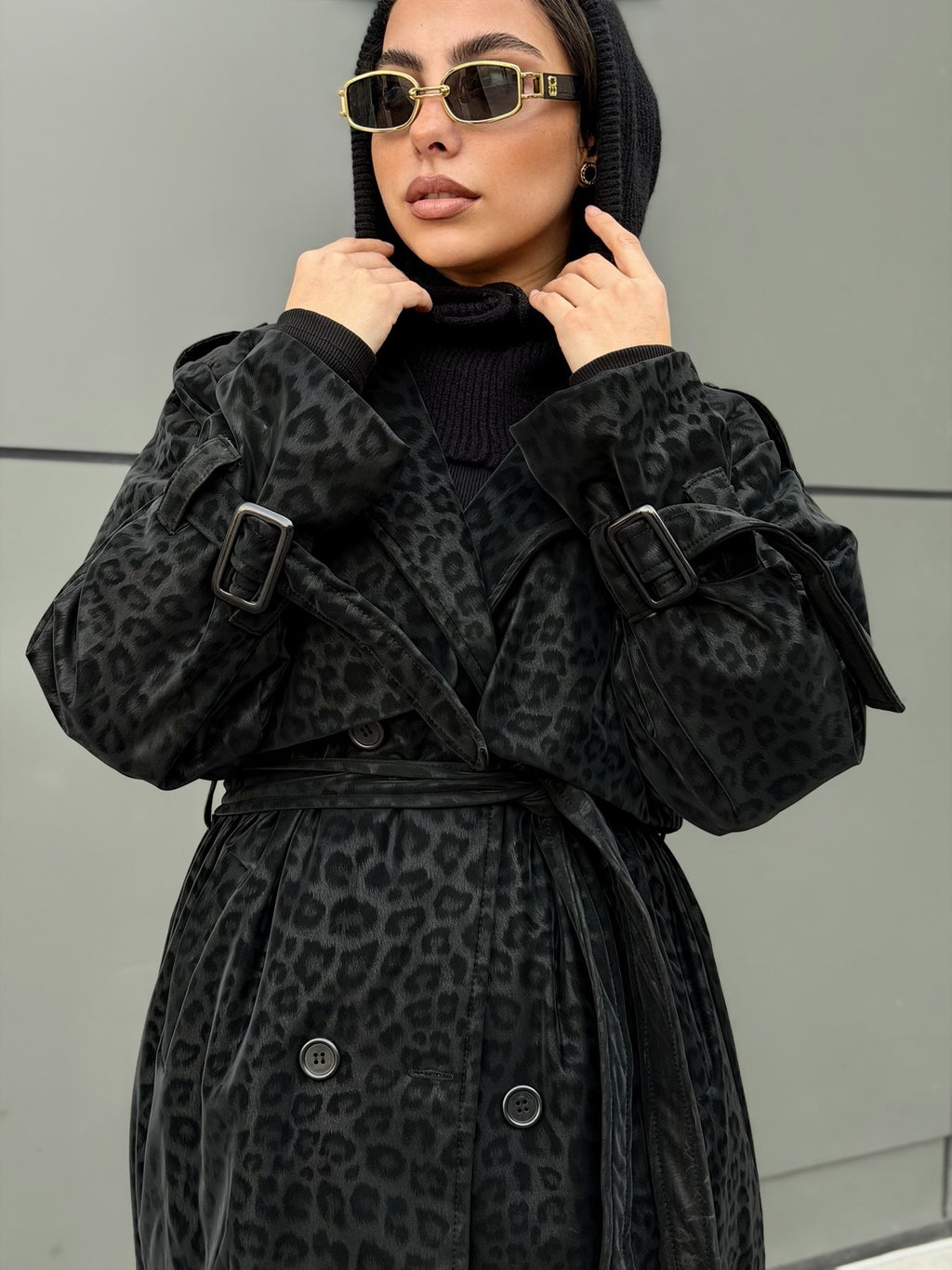 Waterproof Leopard print Long coat