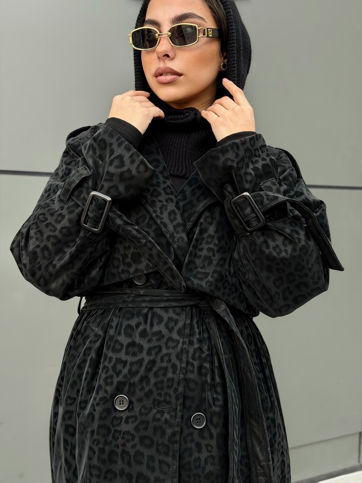 Waterproof Leopard print Long coat