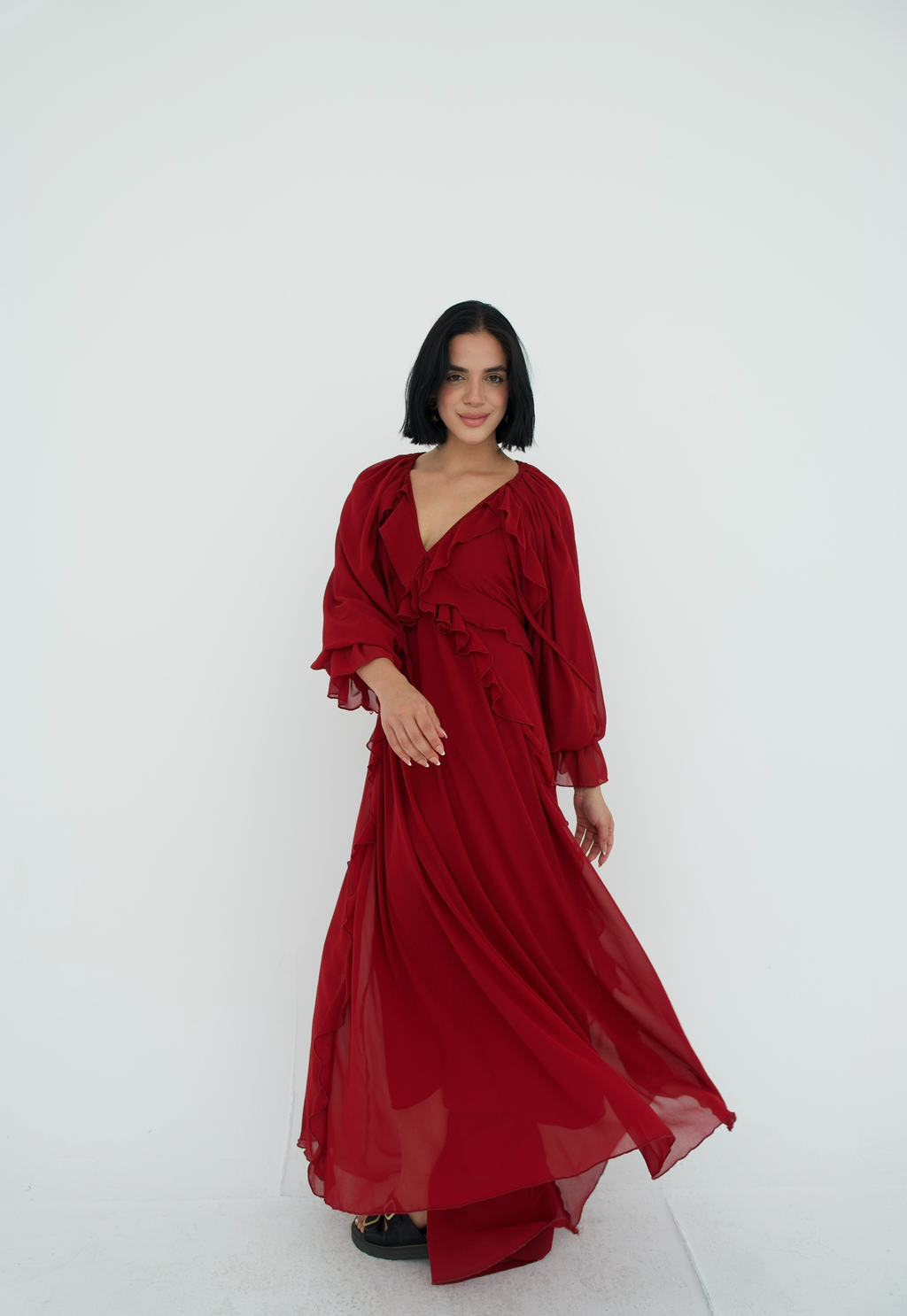 Ruffles chiffion dress