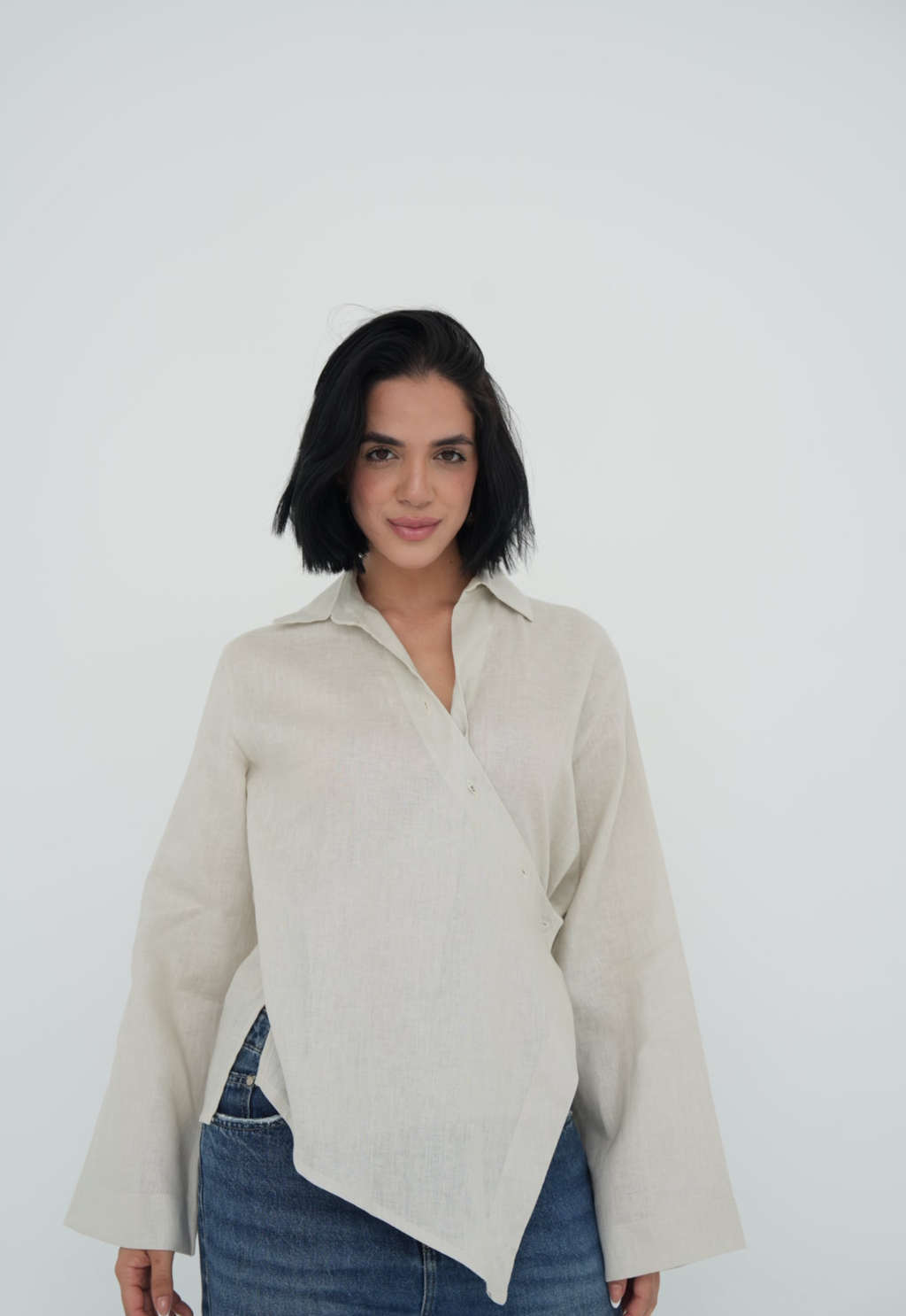 Pure linen High-Low shirt