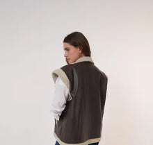 Load image into Gallery viewer, Fur-Lined Leather Vest in brown
