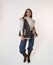 Load image into Gallery viewer, Fur-Lined Leather Vest in brown
