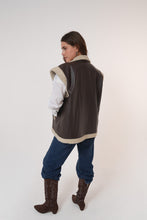 Load image into Gallery viewer, Fur-Lined Leather Vest in brown
