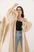 Puffed sleeves kaftan in beige