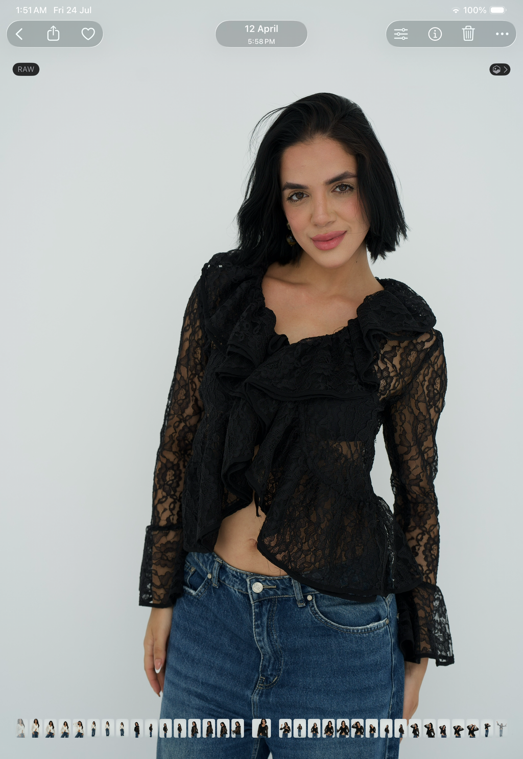 Lace ruffles top