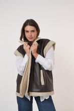Load image into Gallery viewer, Fur-Lined Leather Vest in brown
