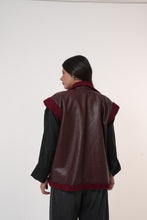 Load image into Gallery viewer, Fur-Lined Leather Vest in burgundy
