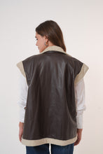 Load image into Gallery viewer, Fur-Lined Leather Vest in brown
