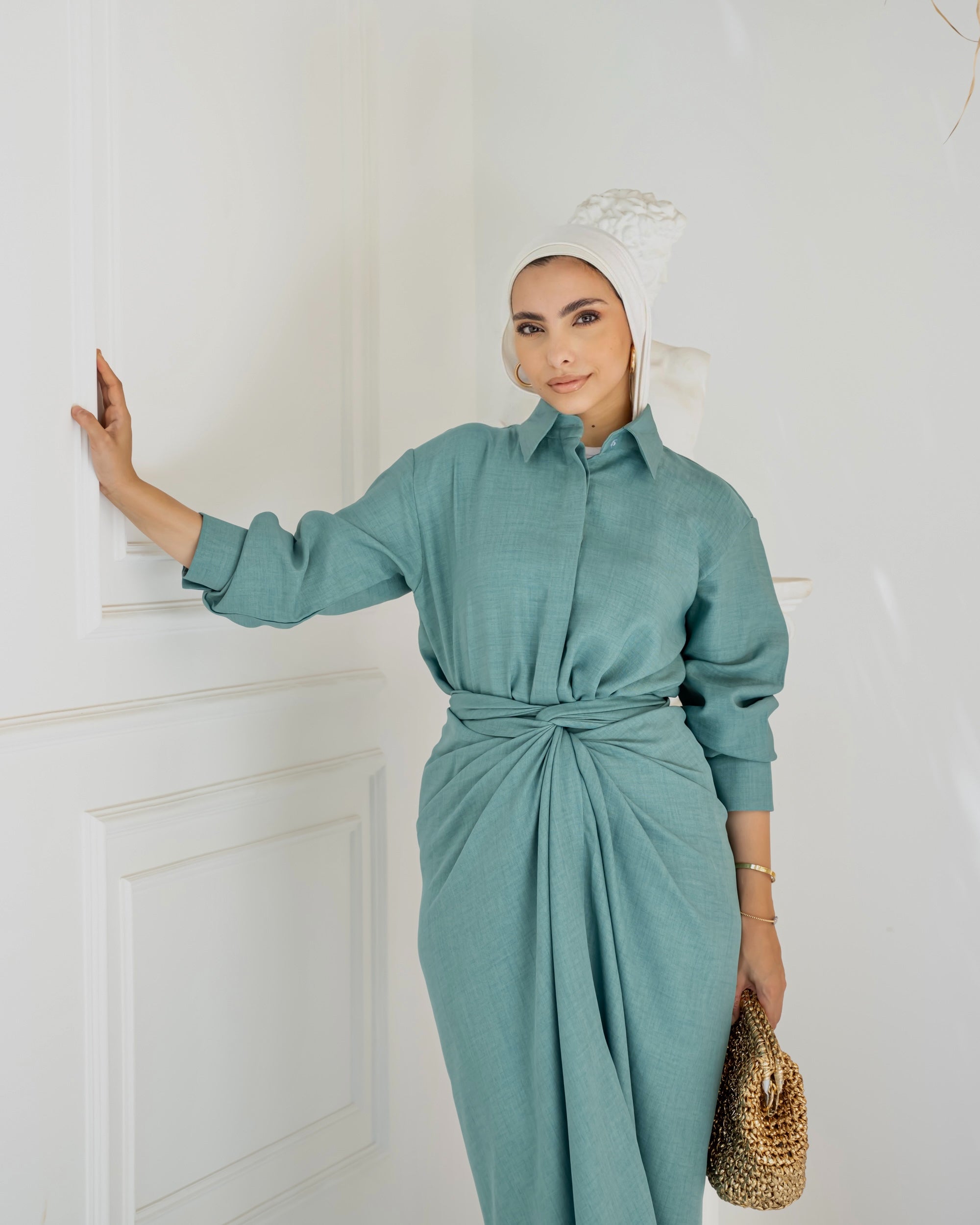 Monochrome Shirt & Wrapped Skirt Set