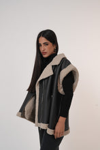 Load image into Gallery viewer, Fur-Lined Leather Vest in Black
