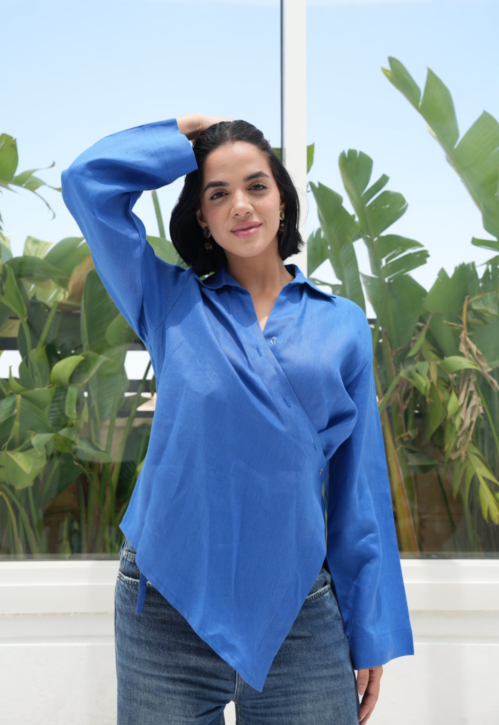 Pure linen High-Low shirt
