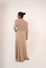 Load image into Gallery viewer, One-Side Draped Maxi Dress with Chest Cover in Beige
