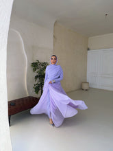 Load image into Gallery viewer, Amwaj gown with shoulder drappes in Lilac with chest cover
