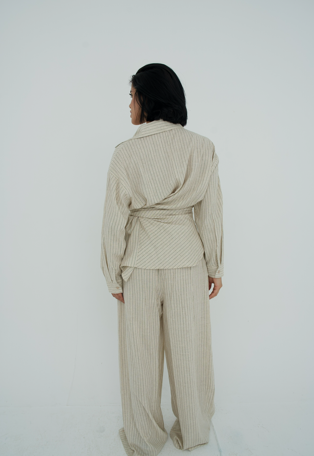 Pinstripe linen wrap Set