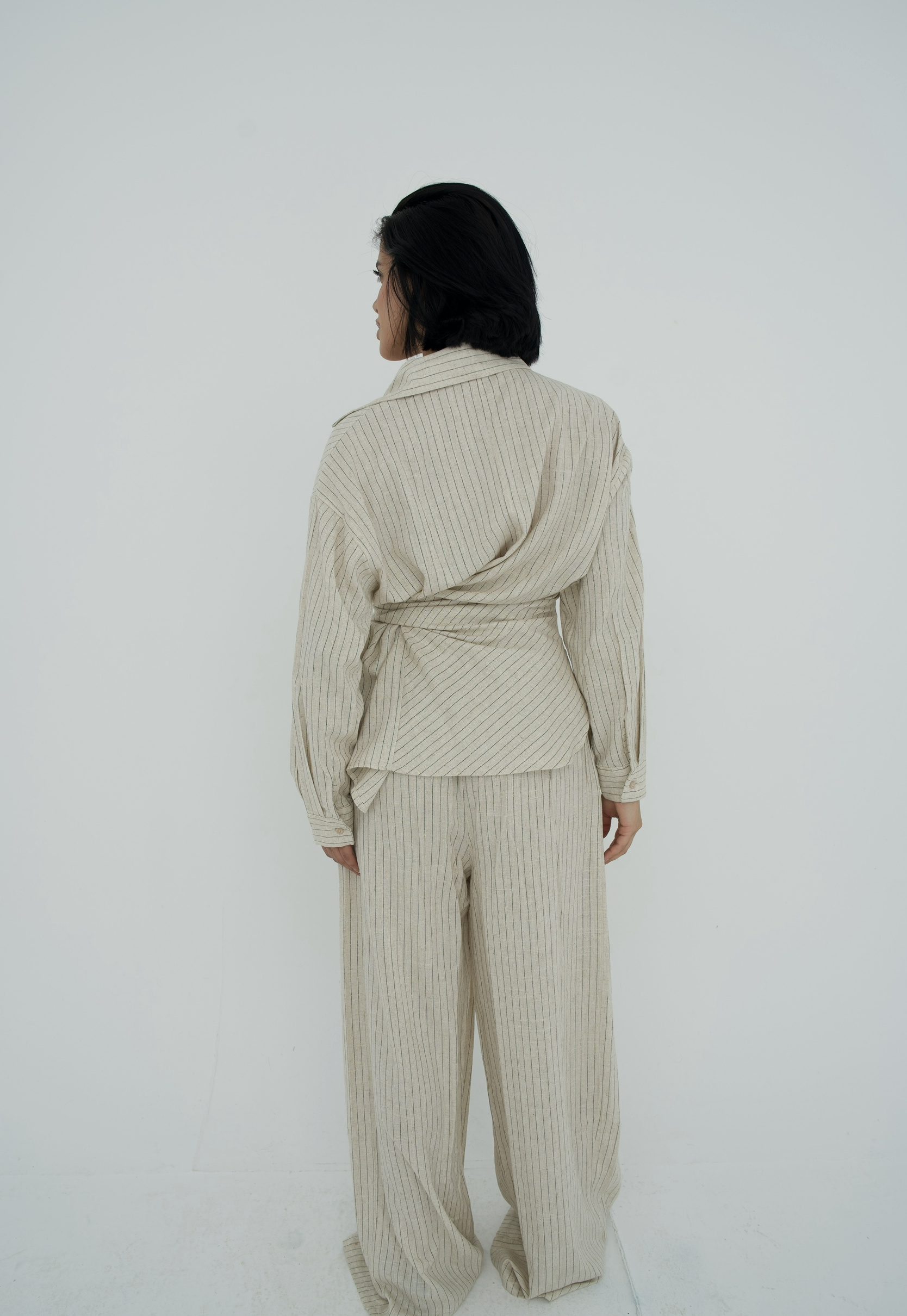 Pinstripe linen wrap Set