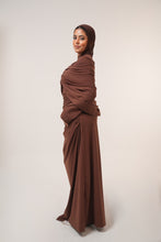 Load image into Gallery viewer, One-Side Draped Maxi Dress with Chest Cover in Brown
