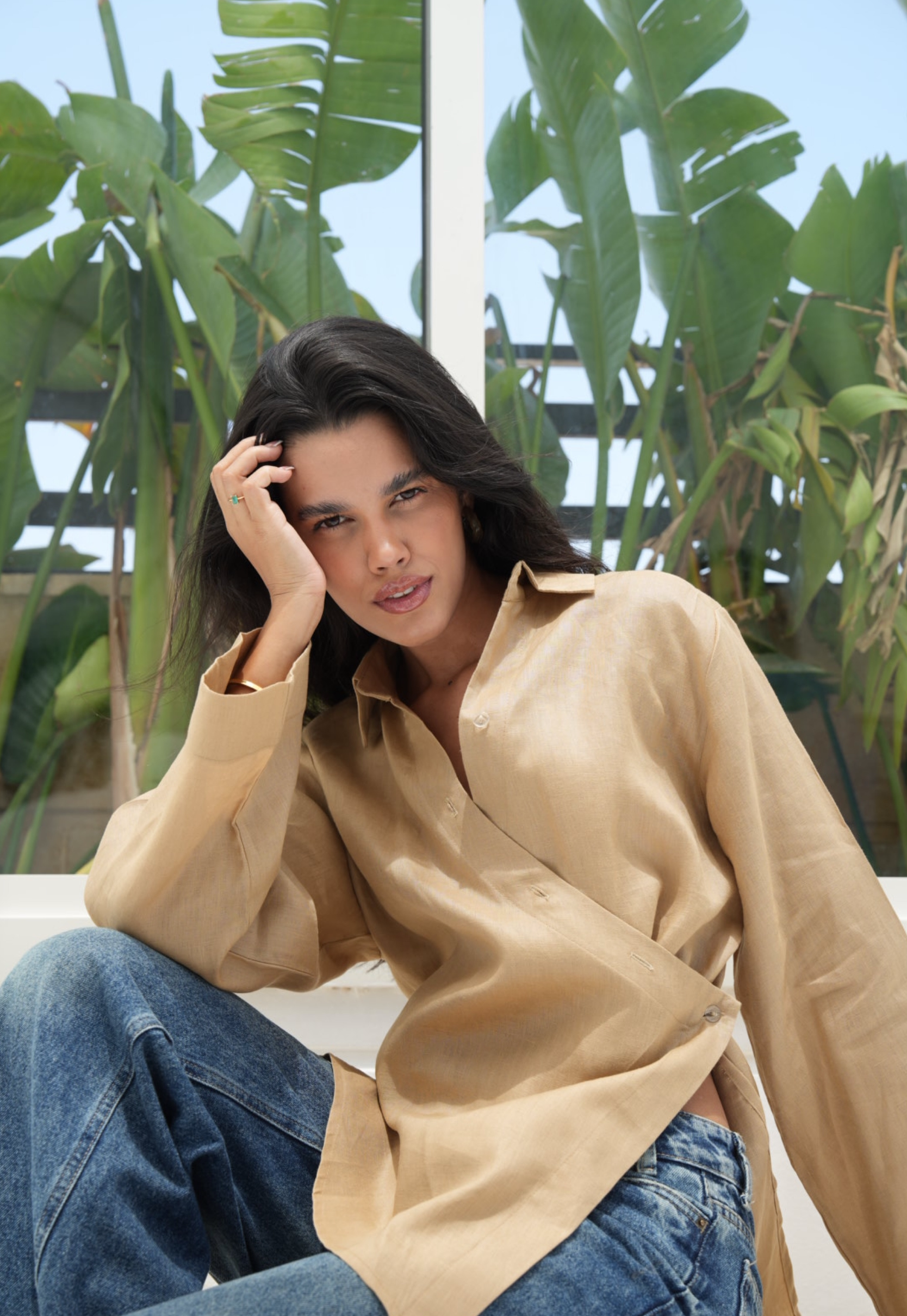 Pure linen High-Low shirt