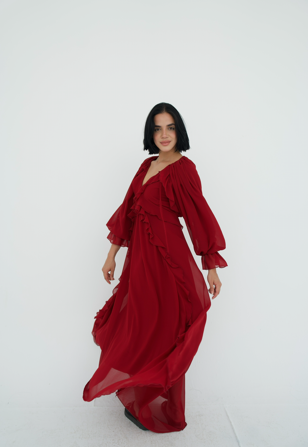 Ruffles chiffion dress