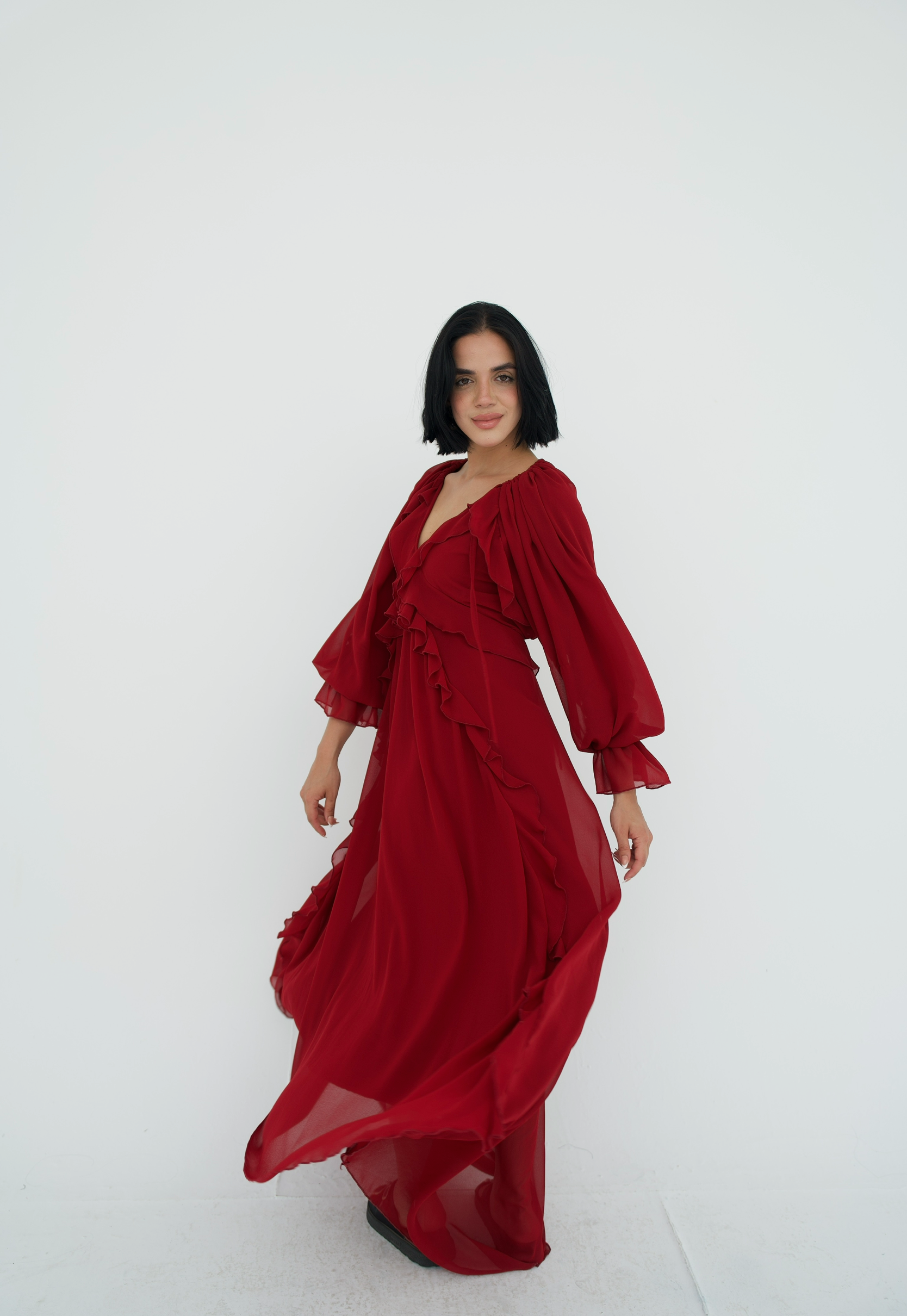 Ruffles chiffion dress