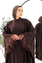 Load image into Gallery viewer, Butterfly feathers sleeves Abaya-Dress in Brown
