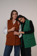Wool Sleeveless Pocket long Vest