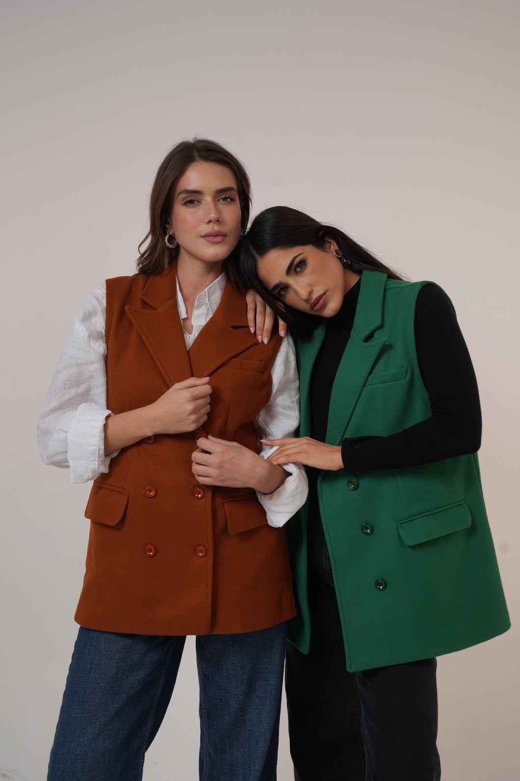 Wool Sleeveless Pocket long Vest