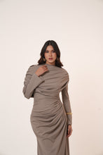 Load image into Gallery viewer, One-Side Draped Maxi Dress with Chest Cover in Griesh
