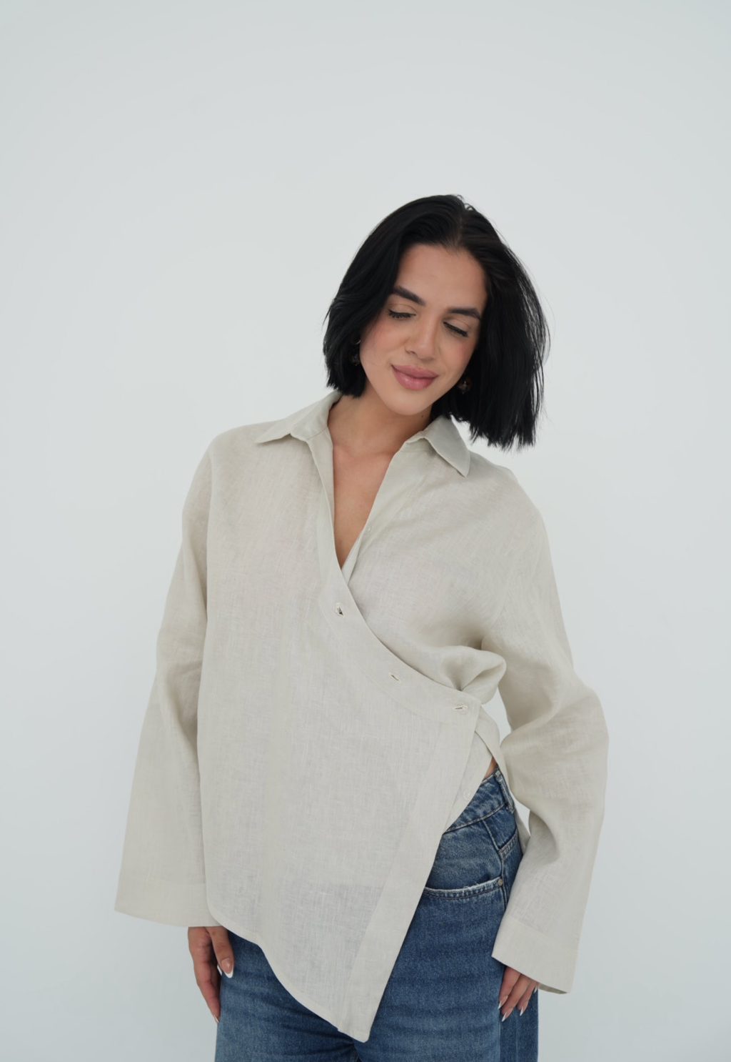 Pure linen High-Low shirt