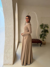 Load image into Gallery viewer, Satin half and half A-line dress in champagne
