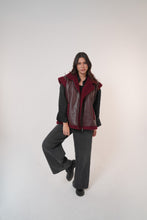 Load image into Gallery viewer, Fur-Lined Leather Vest in burgundy
