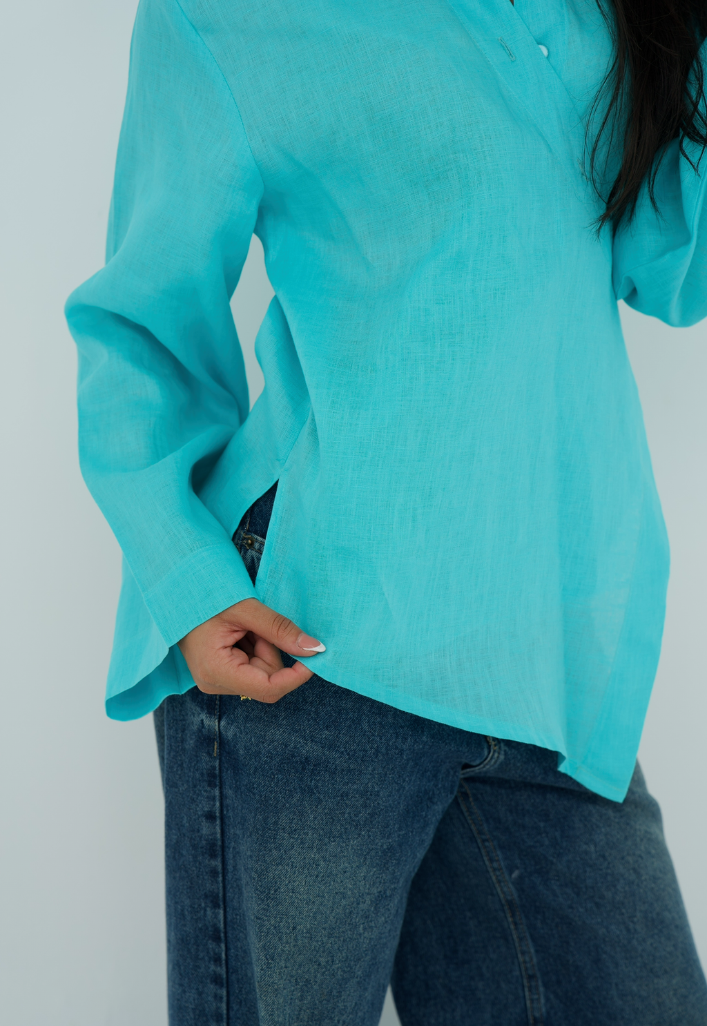 Pure linen High-Low shirt