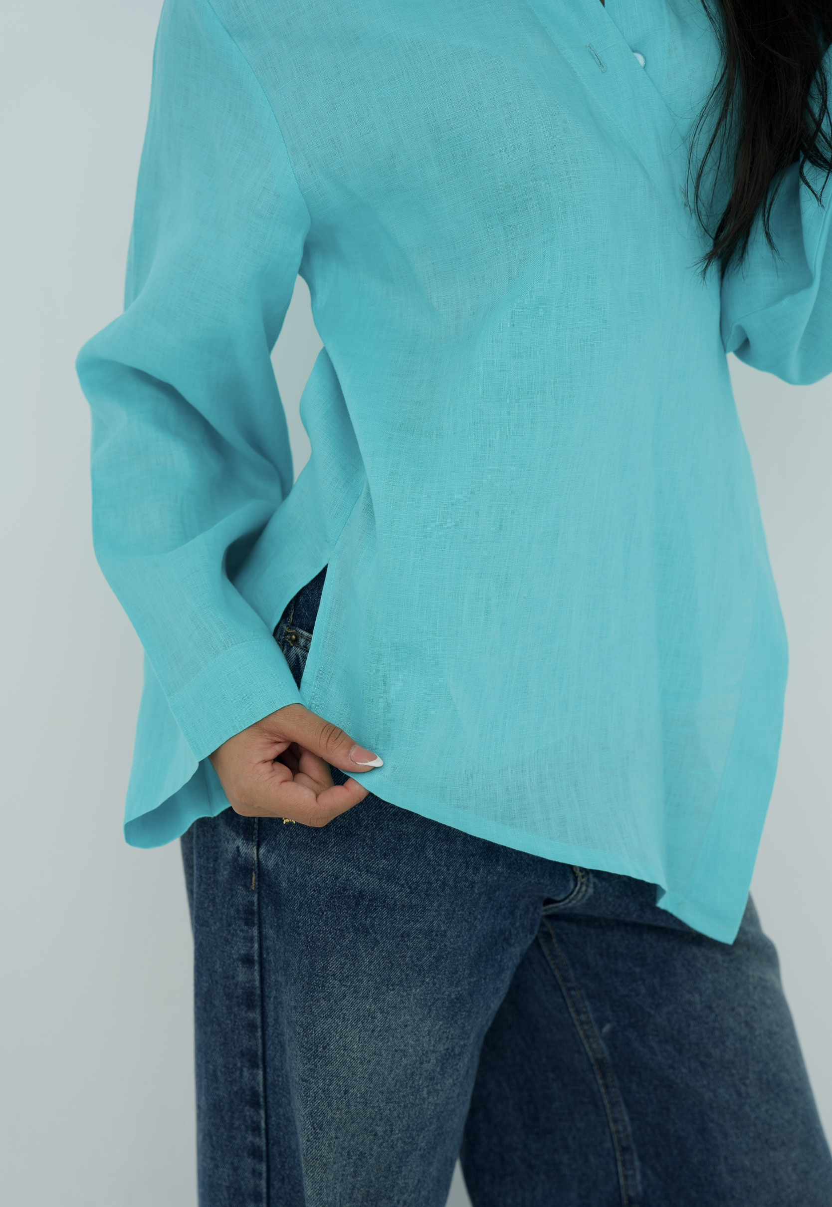 Pure linen High-Low shirt