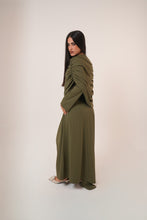 Load image into Gallery viewer, One-Side Draped Maxi Dress with Chest Cover in Olive
