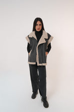 Load image into Gallery viewer, Fur-Lined Leather Vest in Black
