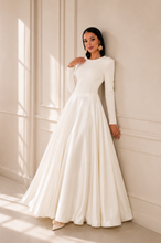 Load image into Gallery viewer, Satin half and half A-line dress in offwhite
