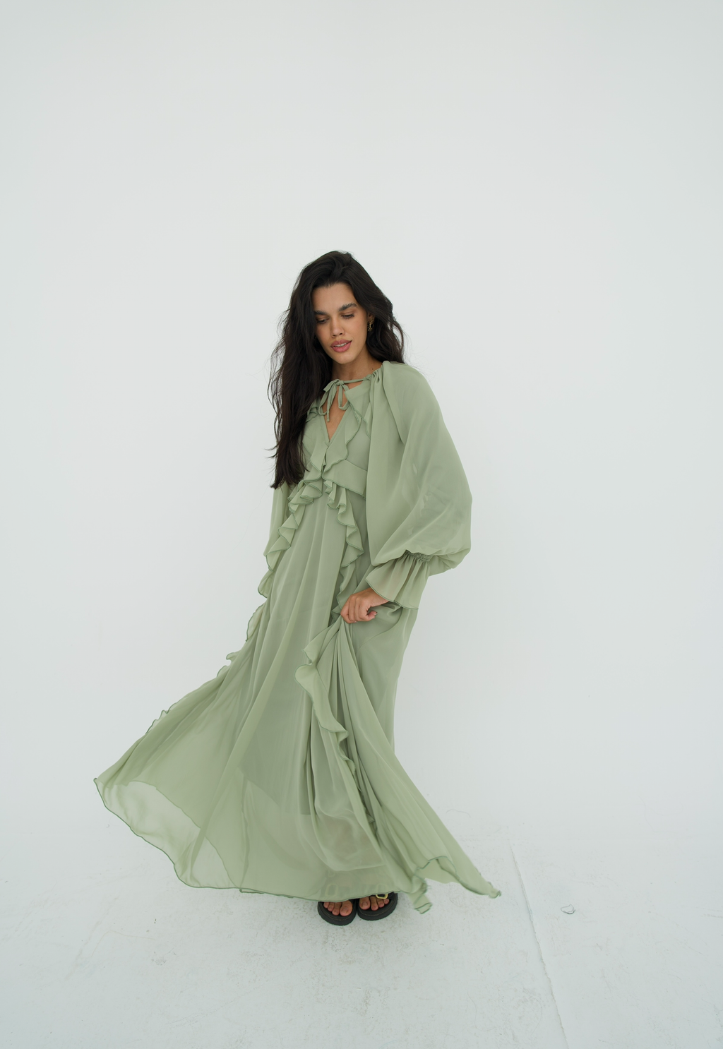 Ruffles chiffion dress