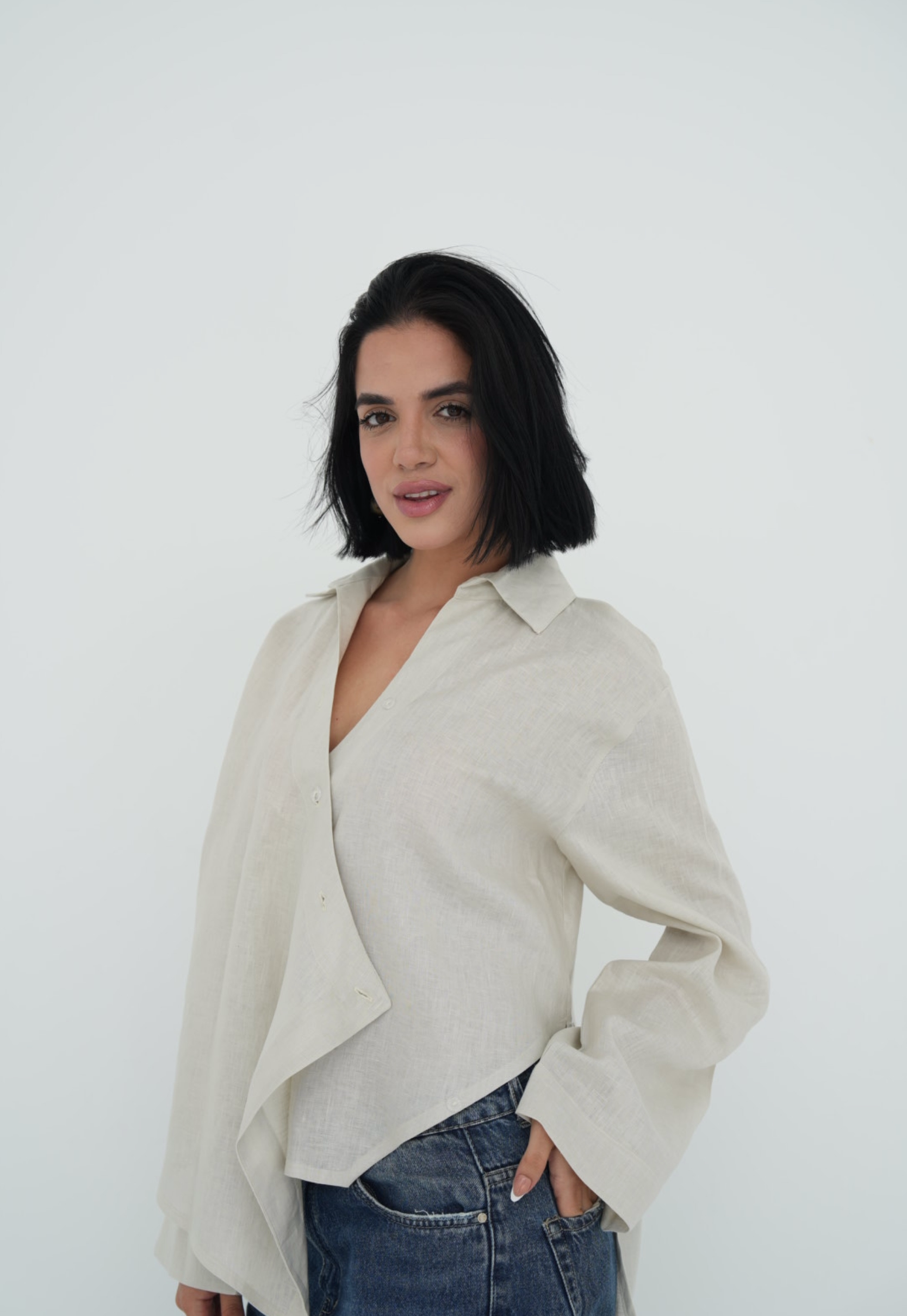 Pure linen High-Low shirt