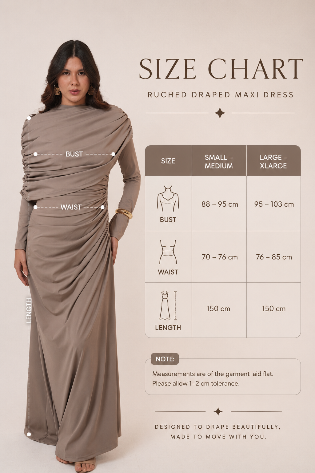 One-Side Draped Maxi Dress with Chest Cover in Griesh