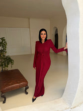 Load image into Gallery viewer, Twisted knot maxi dress in Dark red
