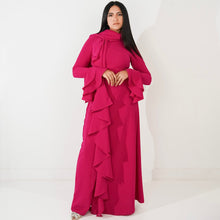 Load image into Gallery viewer, Flowy side ruffles dress in Hot pink
