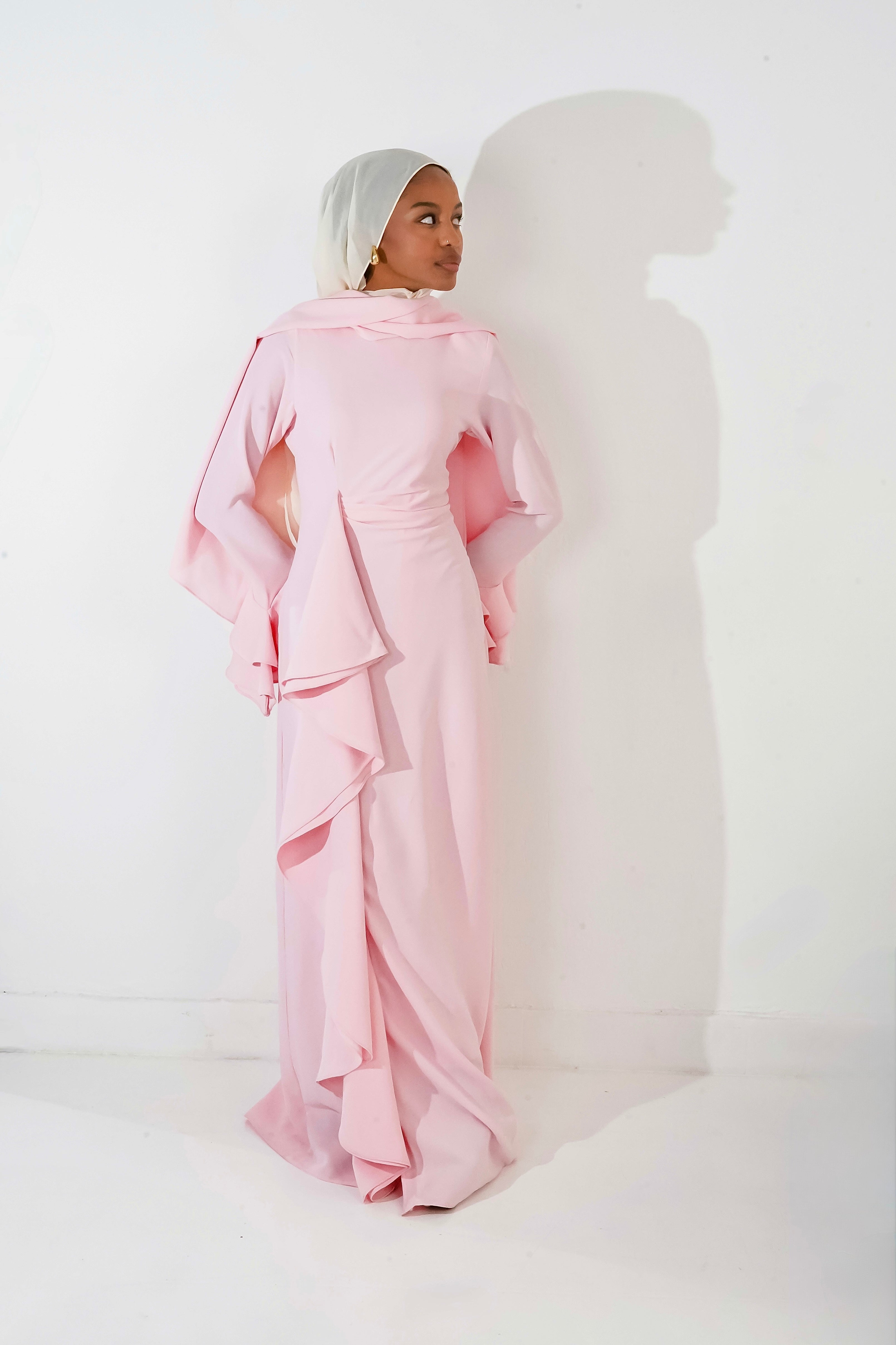Flowy Side ruffle dress in Pink