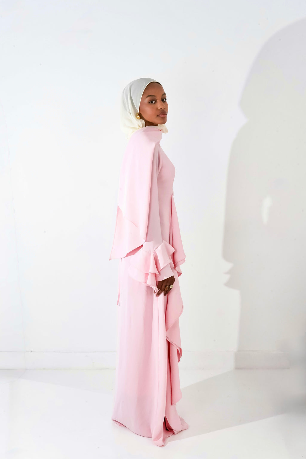 Flowy Side ruffle dress in Pink